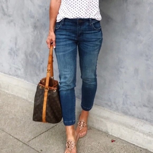 KUT FROM THE KLOTH Lauren Crop Straight Leg Med to Dark Wash sz 4 EUC - Picture 6 of 8
